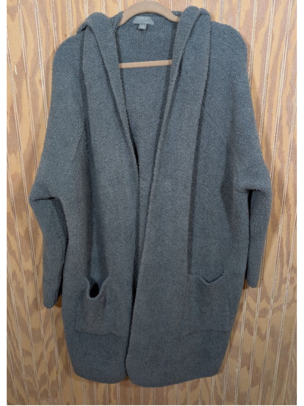 NWOT Barefoot Dreams Cozy Chic Hooded Blue Long Coatigan 3X - Picture 2 of 7